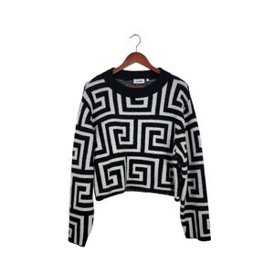 Weekday Sweater with Geometric Roman Print in Black and White